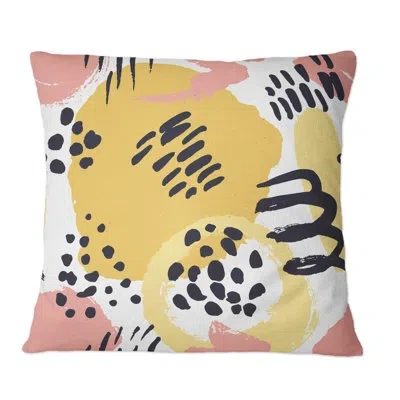 Design Art Retro Yellow And Pink Graphics - Modern Printed Throw Pillow In Yellow;pink
