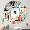 Design Art Revival Triangular Geometric Pattern - Square Wall Mirror In Blue;orange