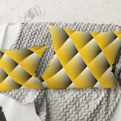 Design Art Rhombus Retro Geometric - Mid-century Modernprinted Throw Pillow In Yellow