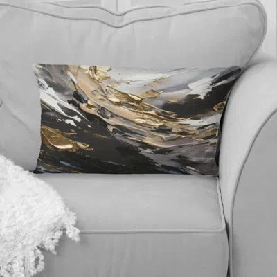 Design Art Rhythm Of Pleasure Abstract Black And Gold Iii - Abstract Painting Printed Throw Pillow In Black;gold