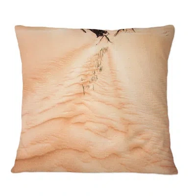 Design Art Rippled Sand In The Desert Ii - Traditional Printed Throw Pillow In Brown