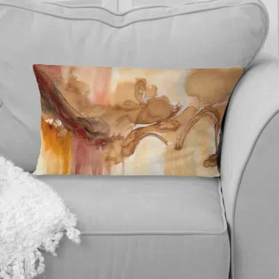 Design Art River In The Redden Point Canyon Iii - Abstract Liquid Ink Printed Throw Pillow In White;red