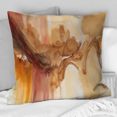 Design Art River In The Redden Point Canyon Iii - Abstract Liquid Ink Printed Throw Pillow In White;red