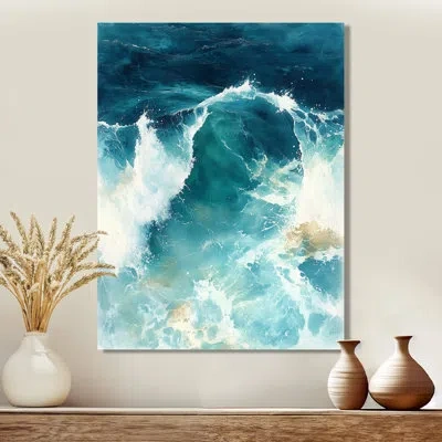 Design Art River Of Glacial Light Ii - Blue Scenic Landscape Framed Wall Art In Wrapped Canvas