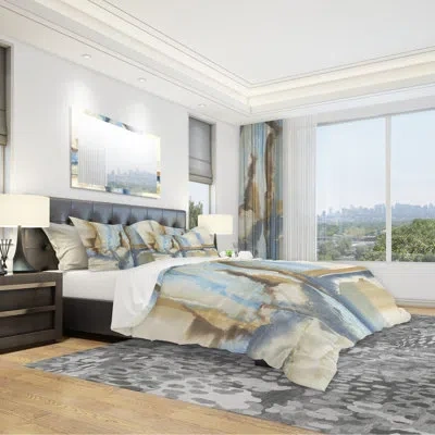 Design Art River Run Ii - Modern & Contemporary Duvet Cover Set - Microfiber Polyester In Multicolor