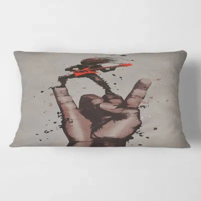 Design Art Rock And Roll Sign With Guitarist Rectangular Pillow Cover & Insert