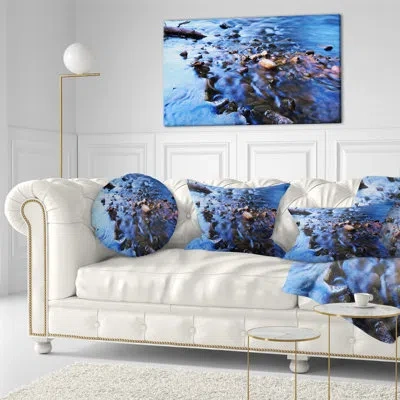Design Art Rock Blue River Panorama Oversized Beach Throw Pillow