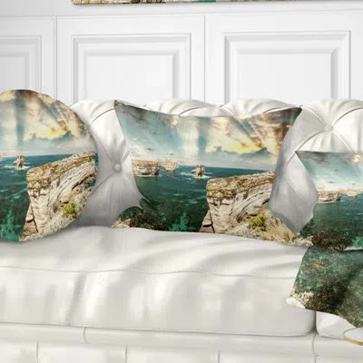 Design Art Rocks At Great Ocean Road Victoria - Sea & Shore Printed Throw Pillow In Blue