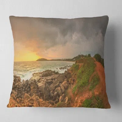Design Art Rocky Romantic Sri Lanka Beach Oversized Beach Pillow In Blue