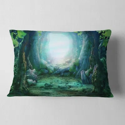 Design Art Romantic Blue Forest View - Landscape Printed Pillow