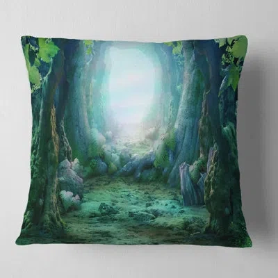 Design Art Romantic Blue Forest View - Landscape Printed Pillow In Throw Pillow