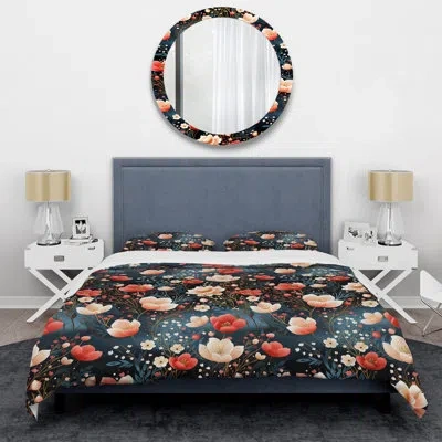Design Art Romantic Trance Floral Pattern - Floral Duvet Cover Set - Microfiber Polyester In Pink