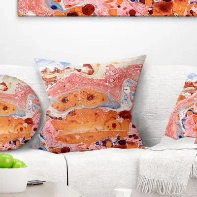 Design Art Rose Abstract Fusion - Abstract Printed Pillow In Red;orange