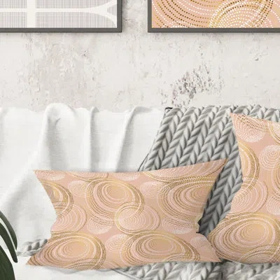 Design Art Rose Gold Abstract Geometry Luxury - Mid-century Modernprinted Throw Pillow