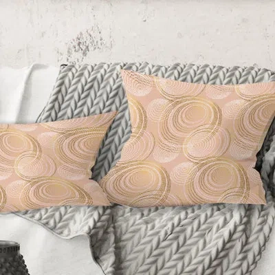 Design Art Rose Gold Abstract Geometry Luxury - Mid-century Modernprinted Throw Pillow In Beige;gold