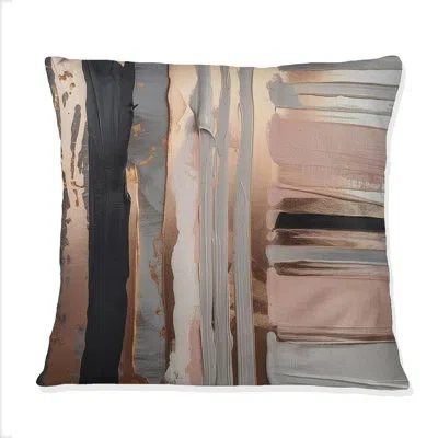 Design Art Rose Gold And Pink Forms In Contemporary I - Abstract Printed Throw Pillow In Cream