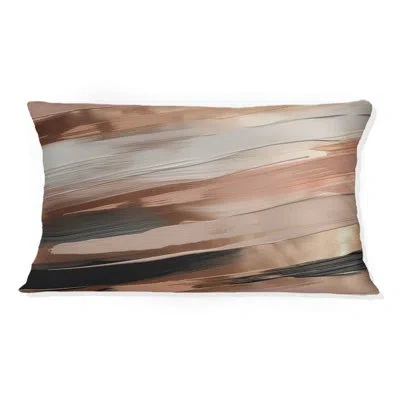 Design Art Rose Gold And Pink Forms In Contemporary Ii - Abstract Printed Throw Pillow In Pink;gold