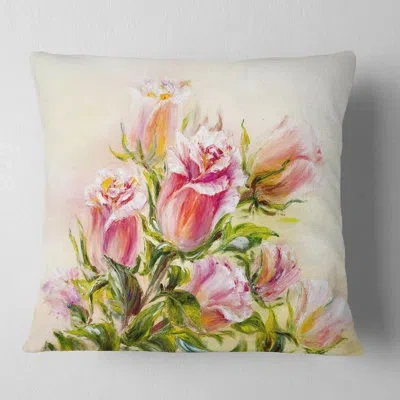 Design Art Rose Oil - Floral Printed Throw Pillow