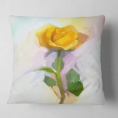 Design Art Rose With Green Leaves - Floral Printed Pillow