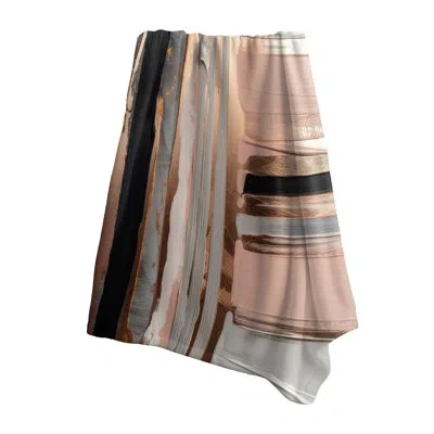 Design Art Rosegold And Pink Forms In Contemporary I - Abstract Living Room Throw Blanket In Pink;gold