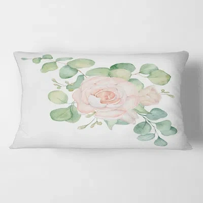 Design Art Roses Flowers And Eucalyptus Leaves Bouquet Rectangular Pillow Cover & Insert