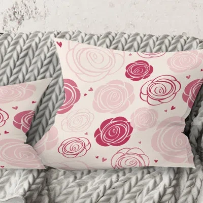 Design Art Roses Pattern - Mid-century Modern Printed Throw Pillow In Pink