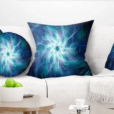 Design Art Rotating Bright Fireworks - Floral Printed Pillow In Blue