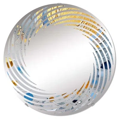 Design Art Round Wall Mirror In Blue;white