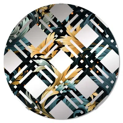 Design Art Round Wall Mirror In Gold;black