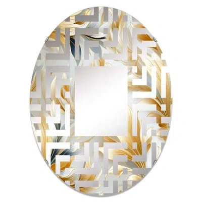 Design Art Royal Gilded Ikat Reverie Celebrate - Maze Decorative Mirror Oval In Gold;white