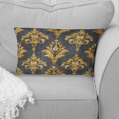 Design Art Royal Gold Black Traditional Damask I - Traditional Lumbar Pillow In Black;gold
