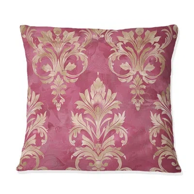 Design Art Royal Pink Gold Traditional Damask I - Traditional Throw Pillow In Pink;gold