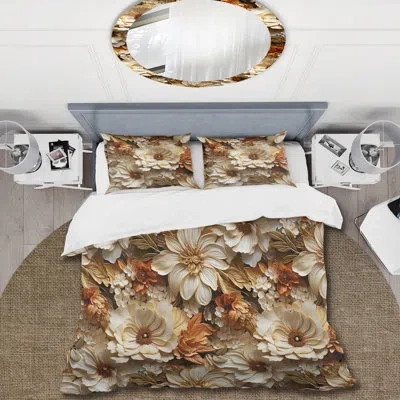 Design Art Rustic Brocade Elegance Victorian Pattern Vii Duvet Cover Set In Brown