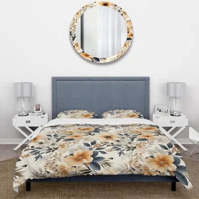 Design Art Rustic Floral Warmth Brilliance Ii Bedding In Beige;yellow