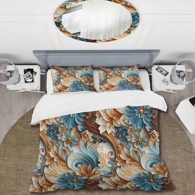 Design Art Rustic Paisley Gold Turquoise Gardens Bedding In Blue;gold