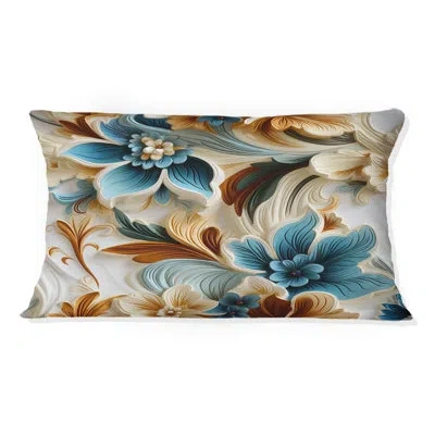 Design Art Rustic Paisley Gold Turquoise Gardens Ii - Floral Printed Throw Pillow In Blue;beige;gold