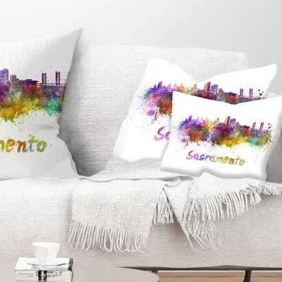 Design Art Sacramento Skyline - Cityscape Printed Throw Pillow