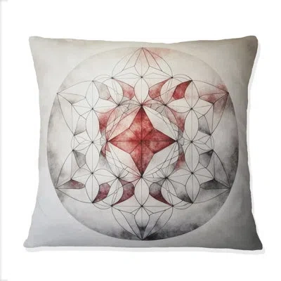 Design Art Sacred Geometry In Vintage Color Tones Iv - Abstract Geometric Printed Throw Pillow In Blue;beige