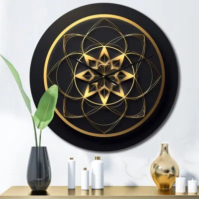 Design Art Sacred Geometry Seal Vii Wall Clock In Black;gold
