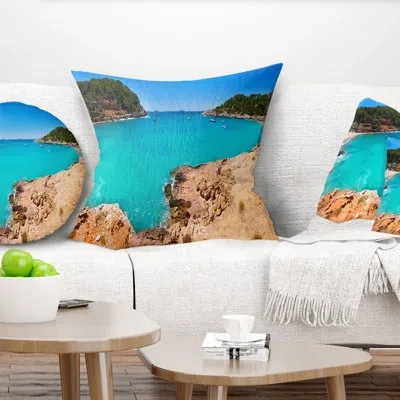 Design Art Saladeta Ibiza In San Antonio - Sea & Shore Printed Pillow In Blue;white
