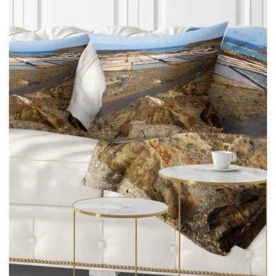 Design Art Salt In Lanzarote Spain Musk Pond - Sea & Shore Printed Throw Pillow In Yellow