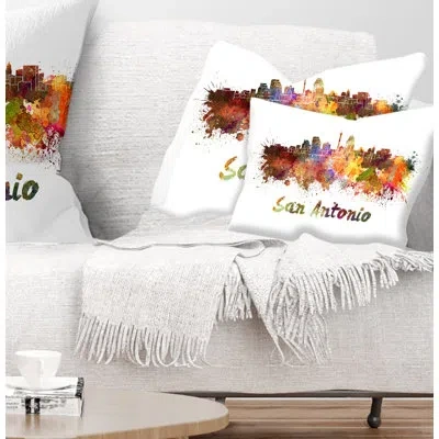 Design Art San Antonio Skyline - Cityscape Printed Pillow