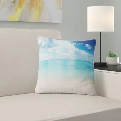 Design Art Sand Of Beach In Blue Caribbean Sea - Sea & Shore Printed Pillow In Blue;white
