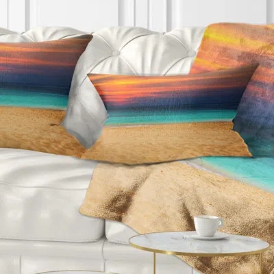 Design Art Sand To Sky Colorful Seashore - Sea & Shore Printed Throw Pillow In Multi-color