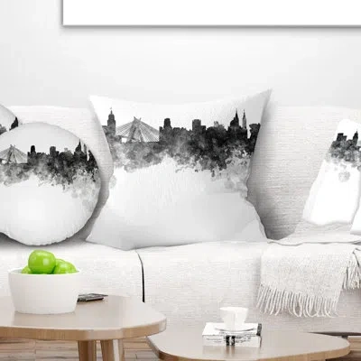 Design Art Sao Paulo Skyline - Cityscape Printed Throw Pillow In Yellow;purple