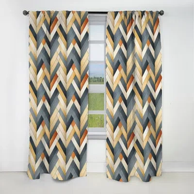 Design Art Scandinavian Harmony Ii - Abstract Curtain - Blackout Geometric Shapes Curtain - 1 Panels In Gray;beige