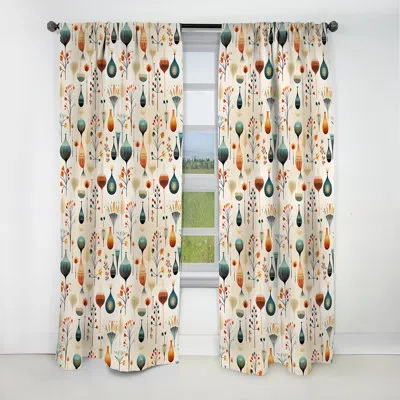 Design Art Scandinavian Midcentury Delight I - Midcentury Geometric Blackout Curtain - 1 Panels In Yellow;teal