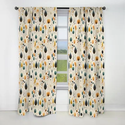 Design Art Scandinavian Midcentury Harmony Ii - Midcentury Geometric Blackout Curtain - 1 Panels In Black;yellow