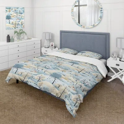 Design Art Scandinavian Winter Landscape I Bedding In Blue;white