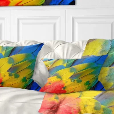 Design Art Scarlet Macaw Feathers - Floral Printed Pillow